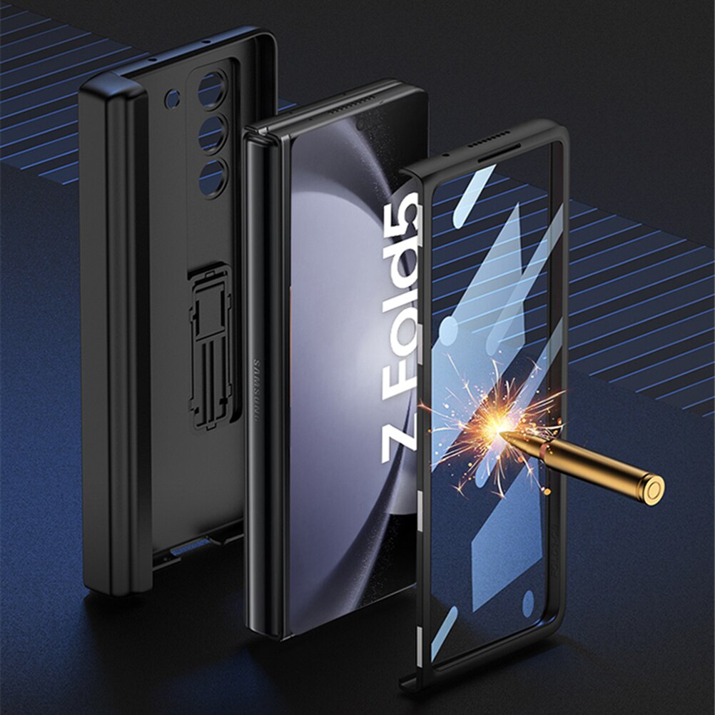 Magnetic Leather Case with Hinge Pen Slot For Samsung Galaxy Z Fold 5
