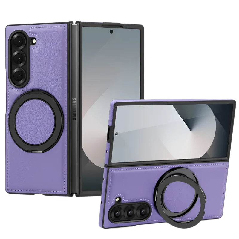 Leather Magnetic Ring Kickstand Case