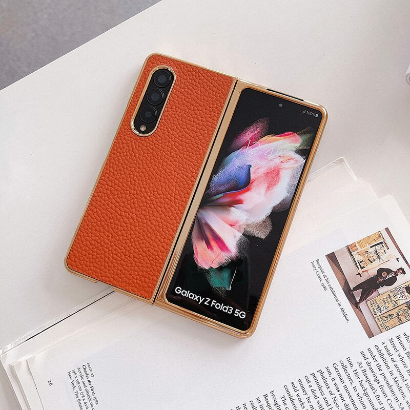 Luxury  Leather Hard Case For Samsung Galaxy Z Fold 4