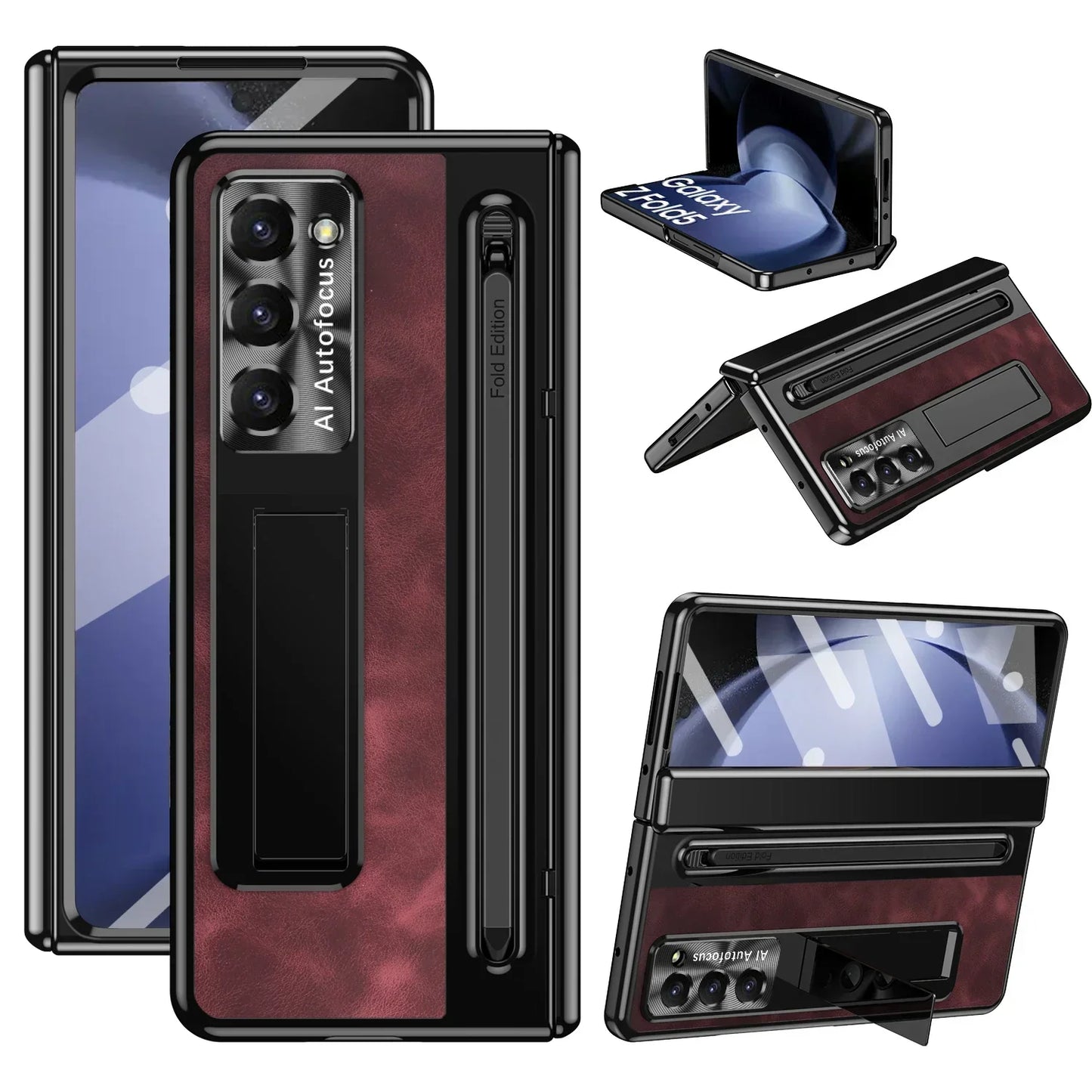 Leather Case With S Pen and Bracket for Samsung Galaxy Z Fold 6