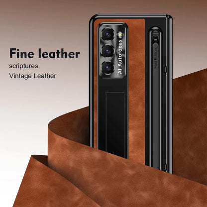 Leather Case With S Pen and Bracket for Samsung Galaxy Z Fold 6