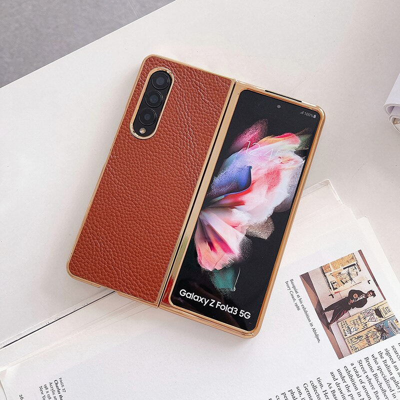 Luxury  Leather Hard Case For Samsung Galaxy Z Fold 4