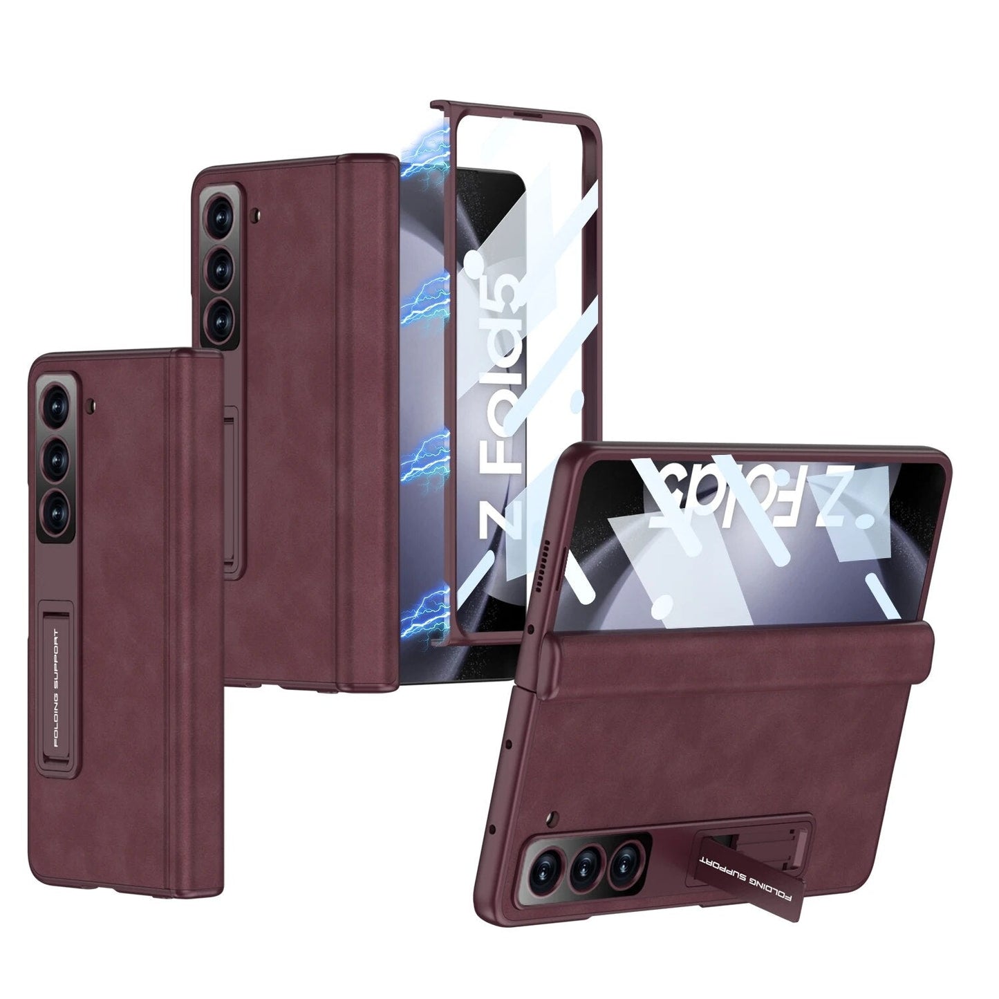 Magnetic Leather Case with Screen Protection For Galaxy Z Fold 5