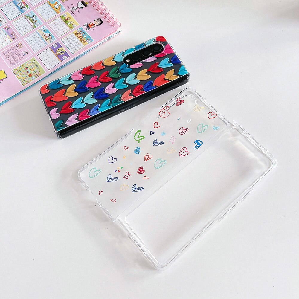 Woman Cute Colorful Love Heart Phone Case For Samsung Galaxy Z Fold 4