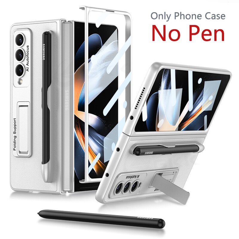 Luxury Leather Case with Pen Slot & kickstand For Galaxy Z Fold 4