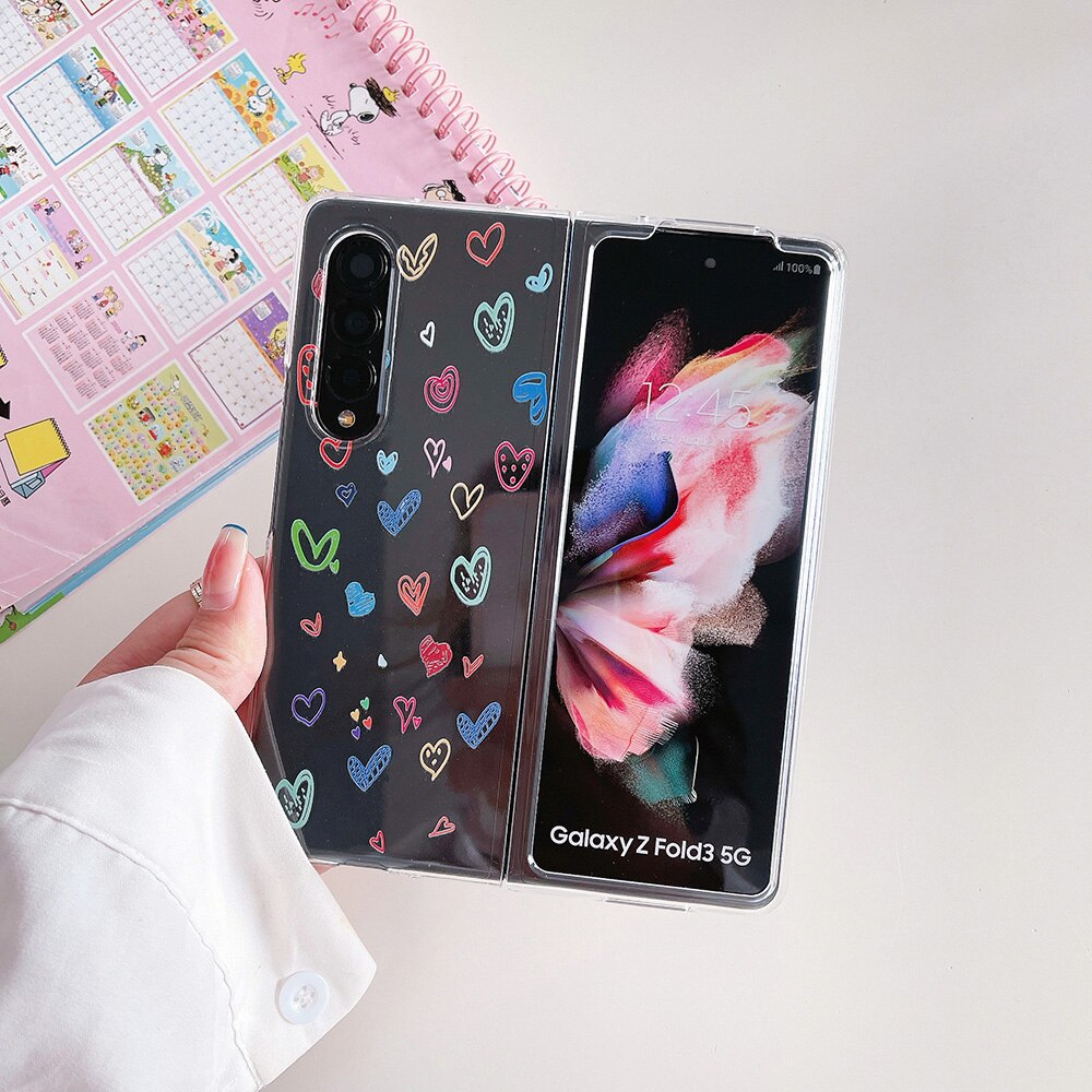 Woman Cute Colorful Love Heart Phone Case For Samsung Galaxy Z Fold 4