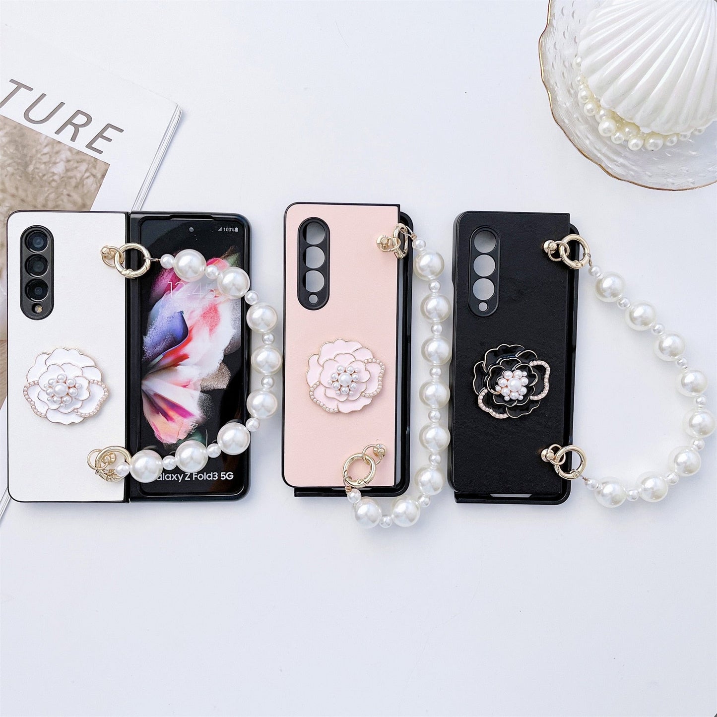 Luxury Pearl Bracelet Chain Case for Samsung Galaxy Z Fold 4