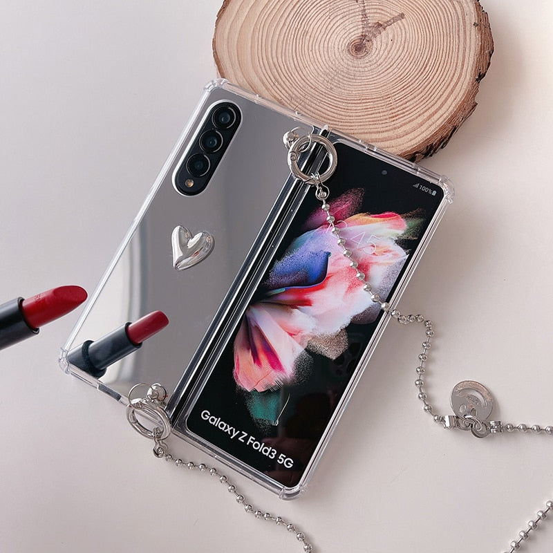 Mirror Case with Removable Chain For Samsung Galaxy Z FOLD 4 5G