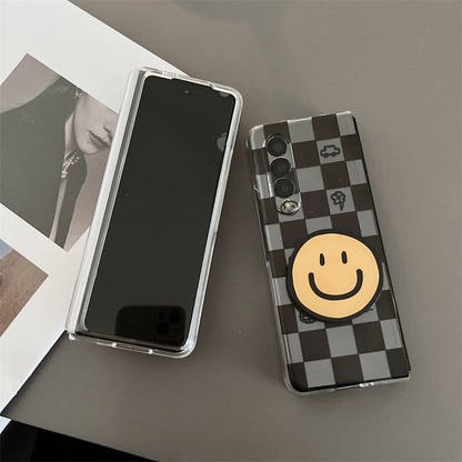 Cartoon Smiling Face Phone Stand Milk Cow Case for Samsung Galaxy Z Fold 4