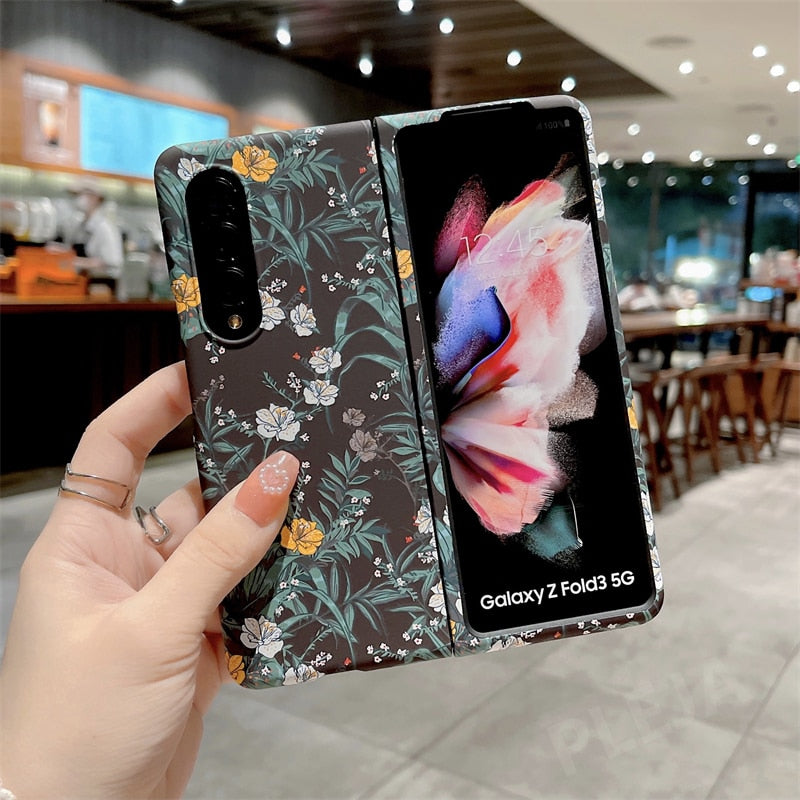 Retro Luminous Floral Case For Samsung Galaxy Z Fold 4