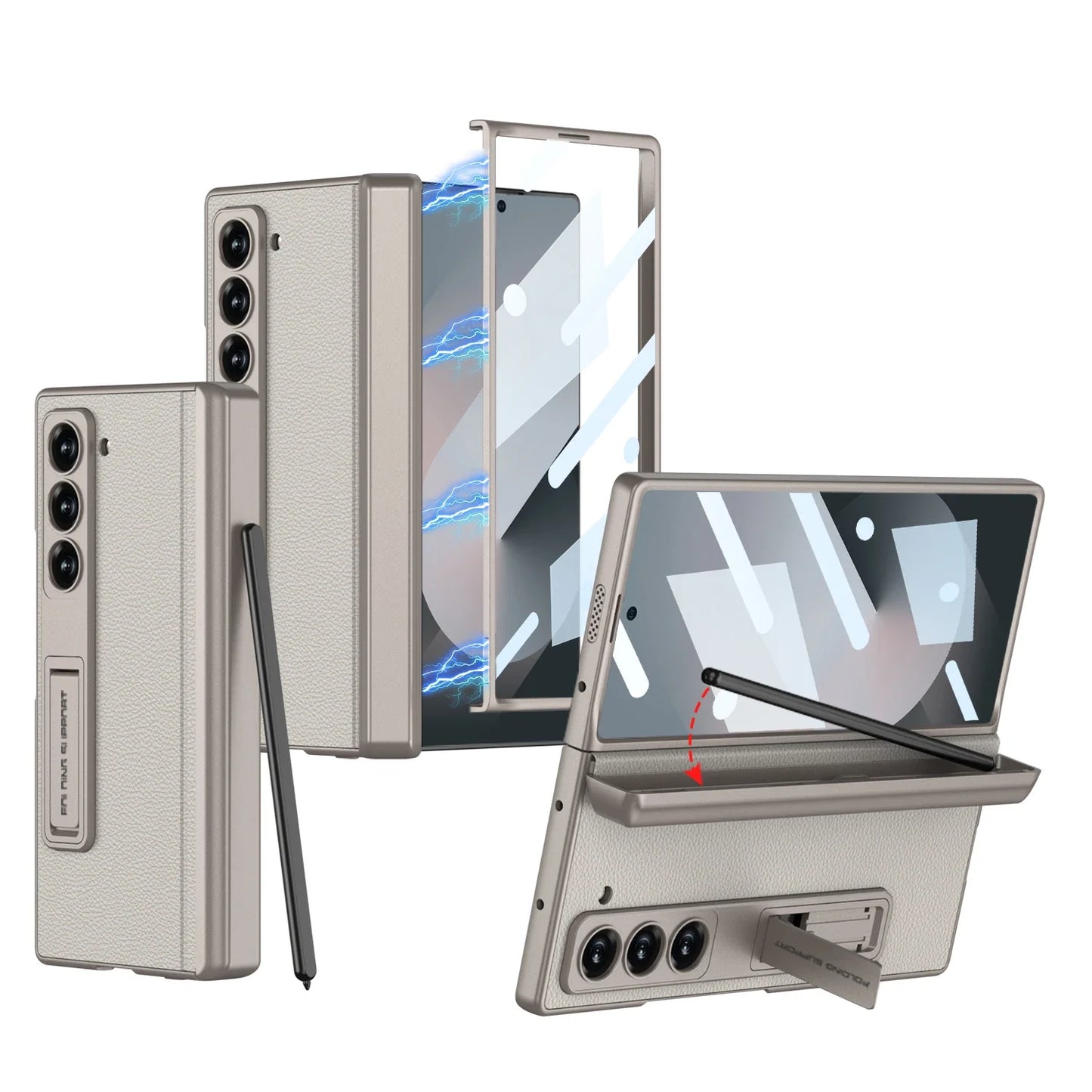 Leather Case with Hinge Protection & Pen Holder for Samsung Galaxy Z Fold 6