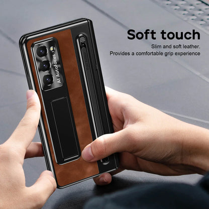 Leather Case With S Pen and Bracket for Samsung Galaxy Z Fold 6