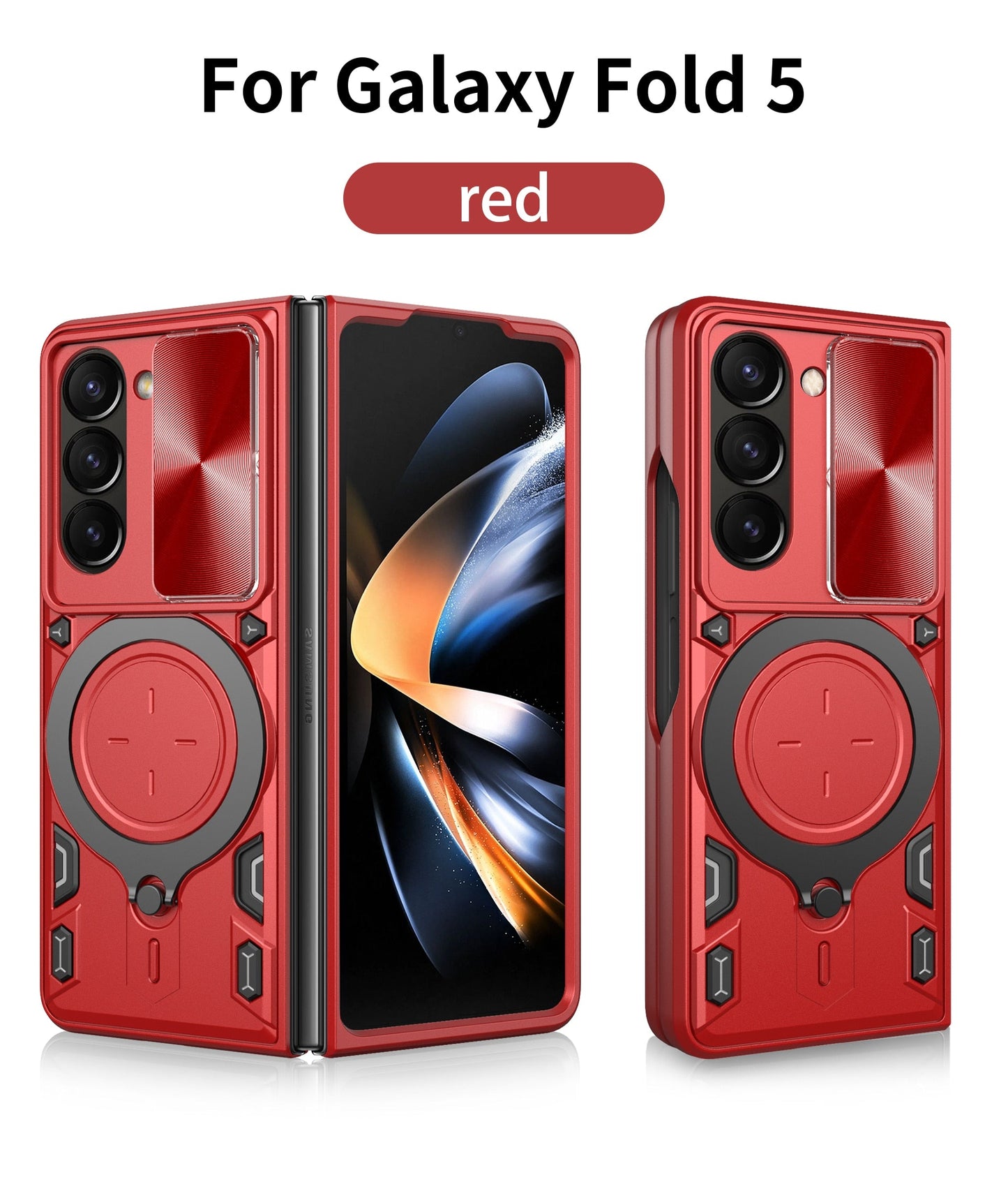 Magnetic Armor Case with Ring &  Window Camera Protector For Galaxy Z Fold 5