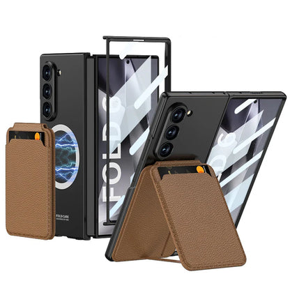Leather Case with Magnetic Card Holder For Samsung Z Fold 6