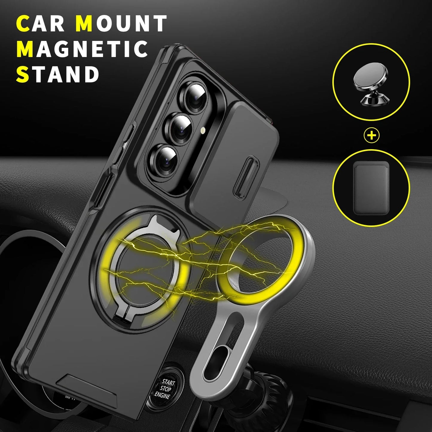 Magnetic Kickstand Case with Camera Cover
