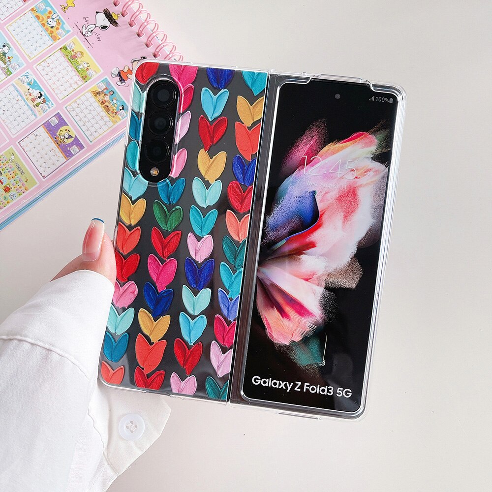 Woman Cute Colorful Love Heart Phone Case For Samsung Galaxy Z Fold 4