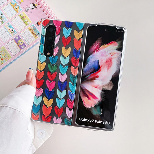 Woman Cute Colorful Love Heart Phone Case For Samsung Galaxy Z Fold 4