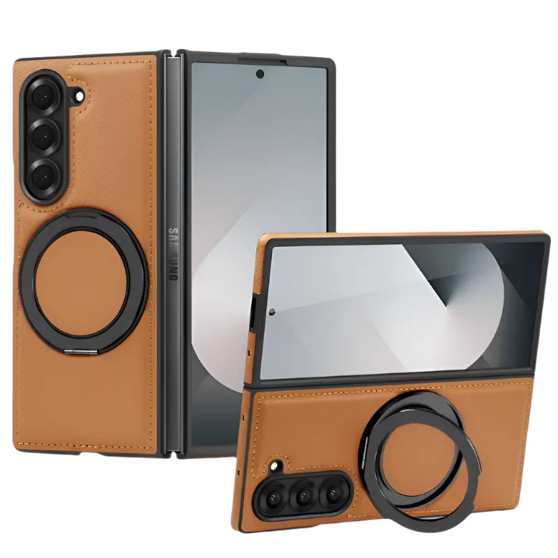 Leather Magnetic Ring Kickstand Case