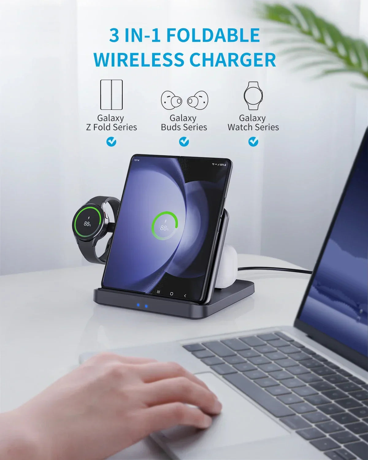 3 in 1 Foldable Wireless Charger For Z Fold Series