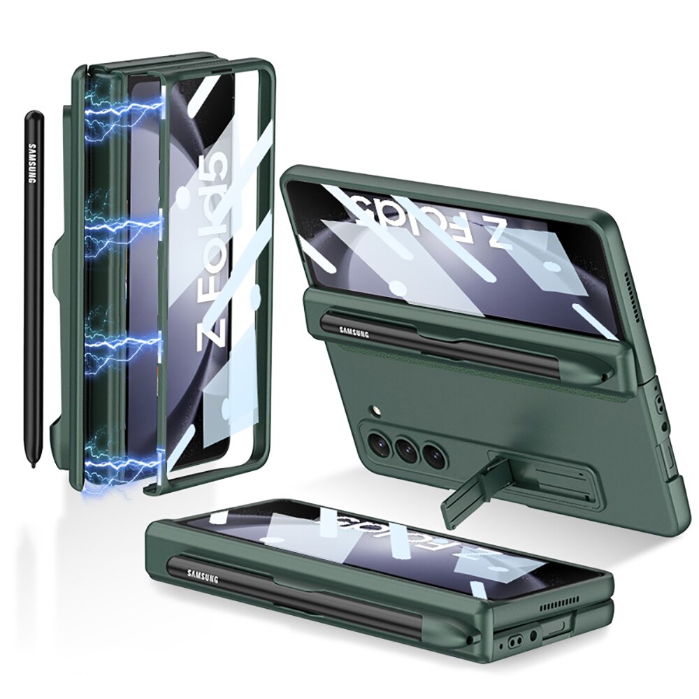 Samsung Galaxy Z Fold 5 Shockproof Matte Case With Stand & Pen Holder
