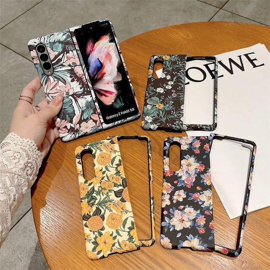 Retro Luminous Floral Case For Samsung Galaxy Z Fold 4