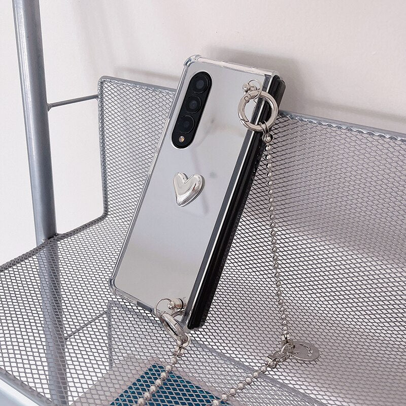 Mirror Case with Removable Chain For Samsung Galaxy Z FOLD 4 5G
