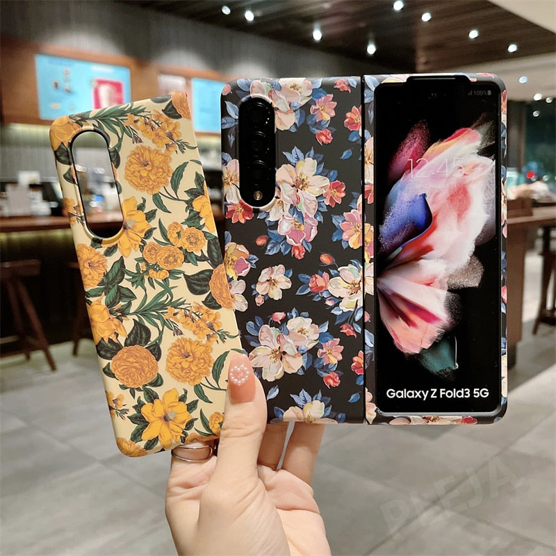 Retro Luminous Floral Case For Samsung Galaxy Z Fold 4