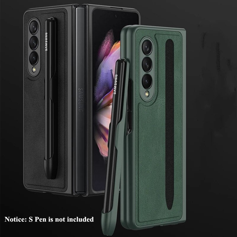 Removable Pen Holder Leather Cover For  Z FOLD 4