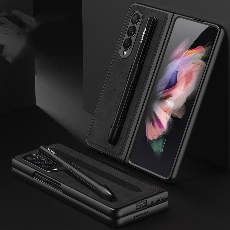 Removable Pen Holder Leather Cover For  Z FOLD 4